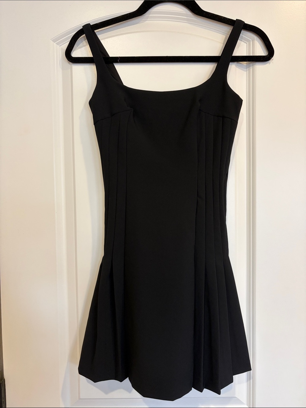 Zara Black Mini Dress with Pleated Panels
